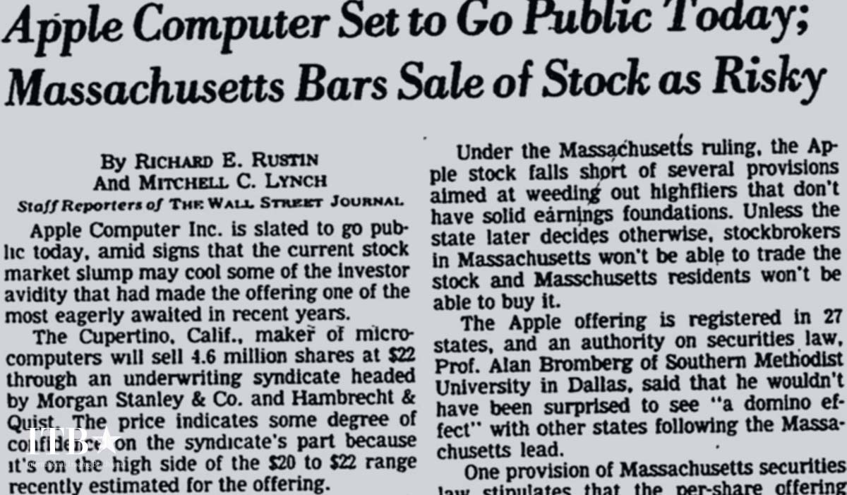 ۱۹۸۰: عرضه اولیه سهام اپل